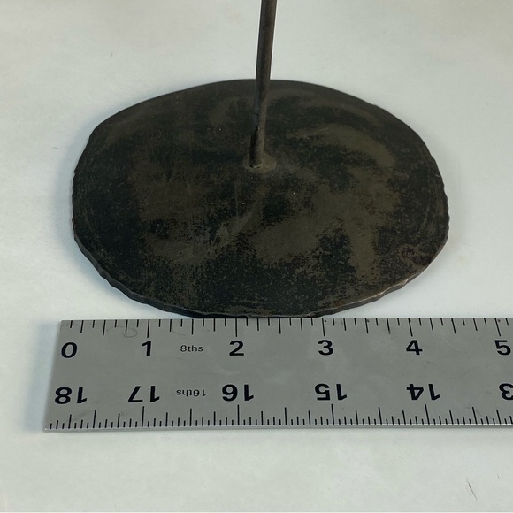 Hand Forged Iron Taper Candle Holders with Glass Elements Modern Scandi Style - Picture 15 of 15